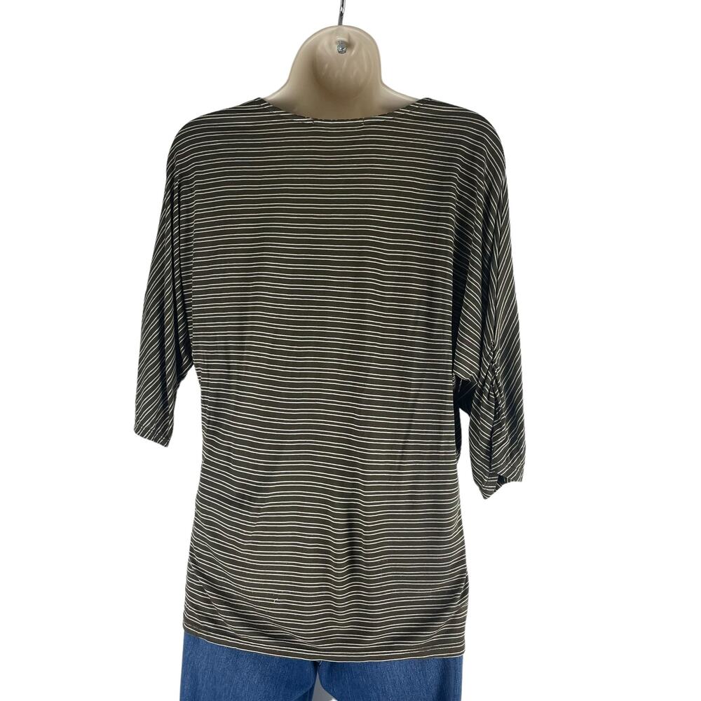 Soft Joie 3/4 Dolman Sleeves V Neck Striped Casual Top Green Size XS - Picture 6 of 8